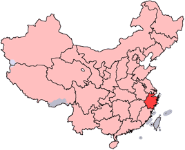 Zhejiang Provinz rot markiert